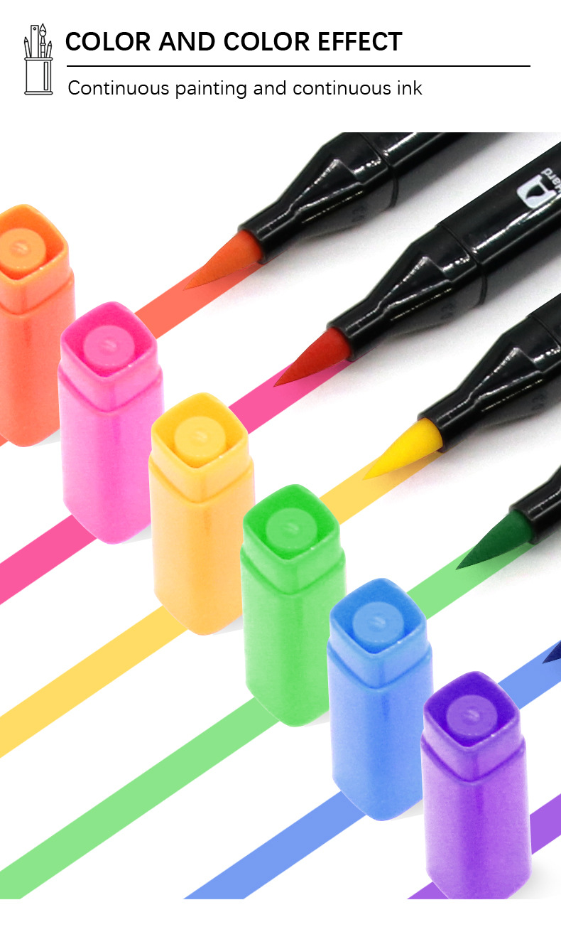 Yalong Cross-border 36-color Marcadores washable new marker pen, smooth quality, brush marker pen color paint pic 3