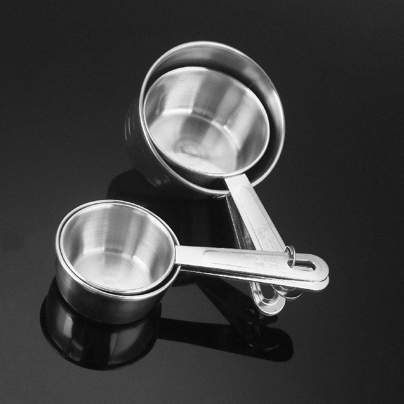 A set of 4 stainless steel measuring cups with scales, dessert coffee milk powder measuring spoons, baking utensils, 60ml-235ml pic 23