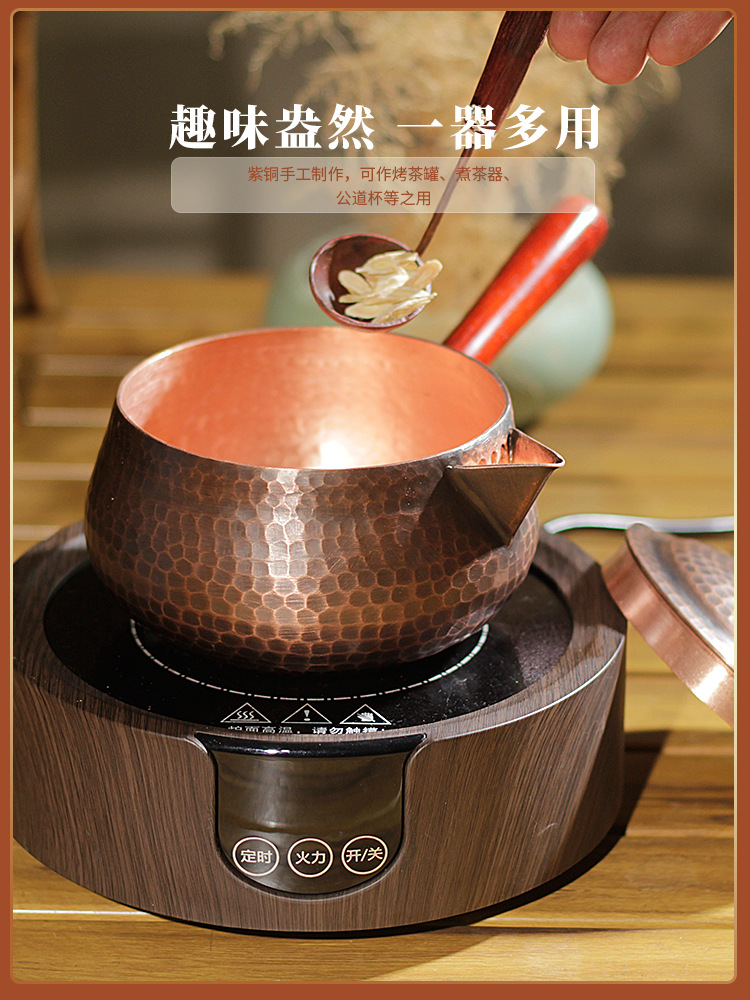 Copper pot electric ceramic stove, household multi-functional electric cooking pot, 1000w large-capacity stainless steel heater pic 5
