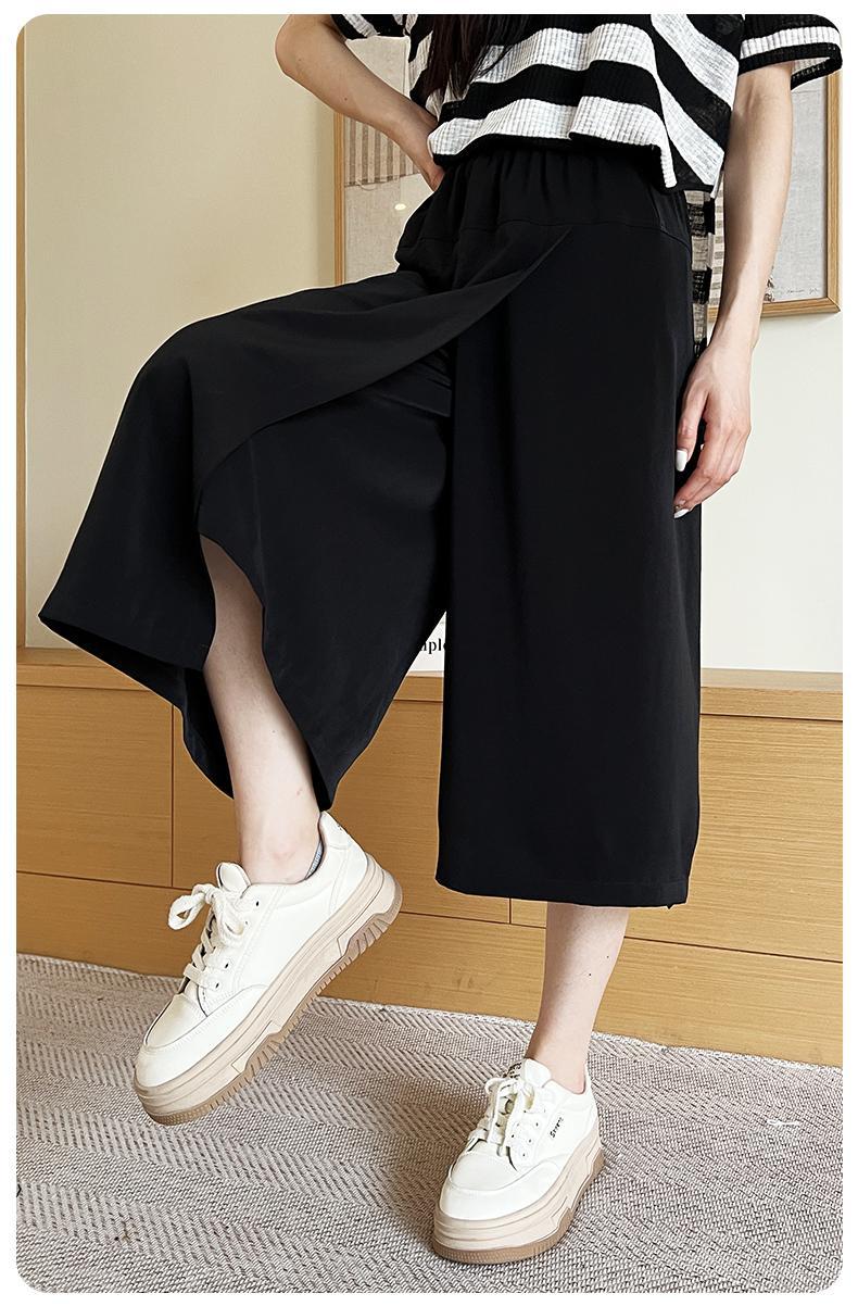 2024夏季新款女士高腰显瘦米兰醋酸皱裙裤 休闲宽松百搭阔腿裤 垂感休闲裤详情8