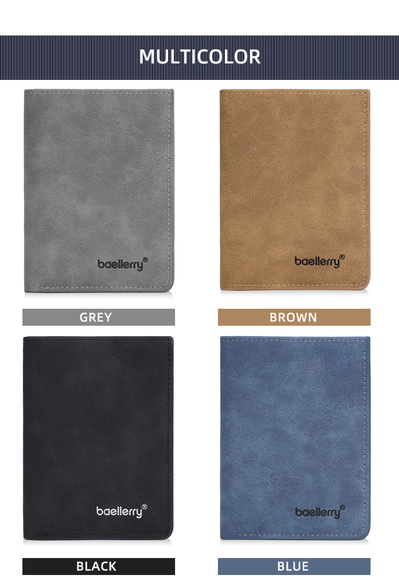 新款男士短款钱包跨境薄款磨砂皮商务两折钱夹高级感学生简约票夹详情6