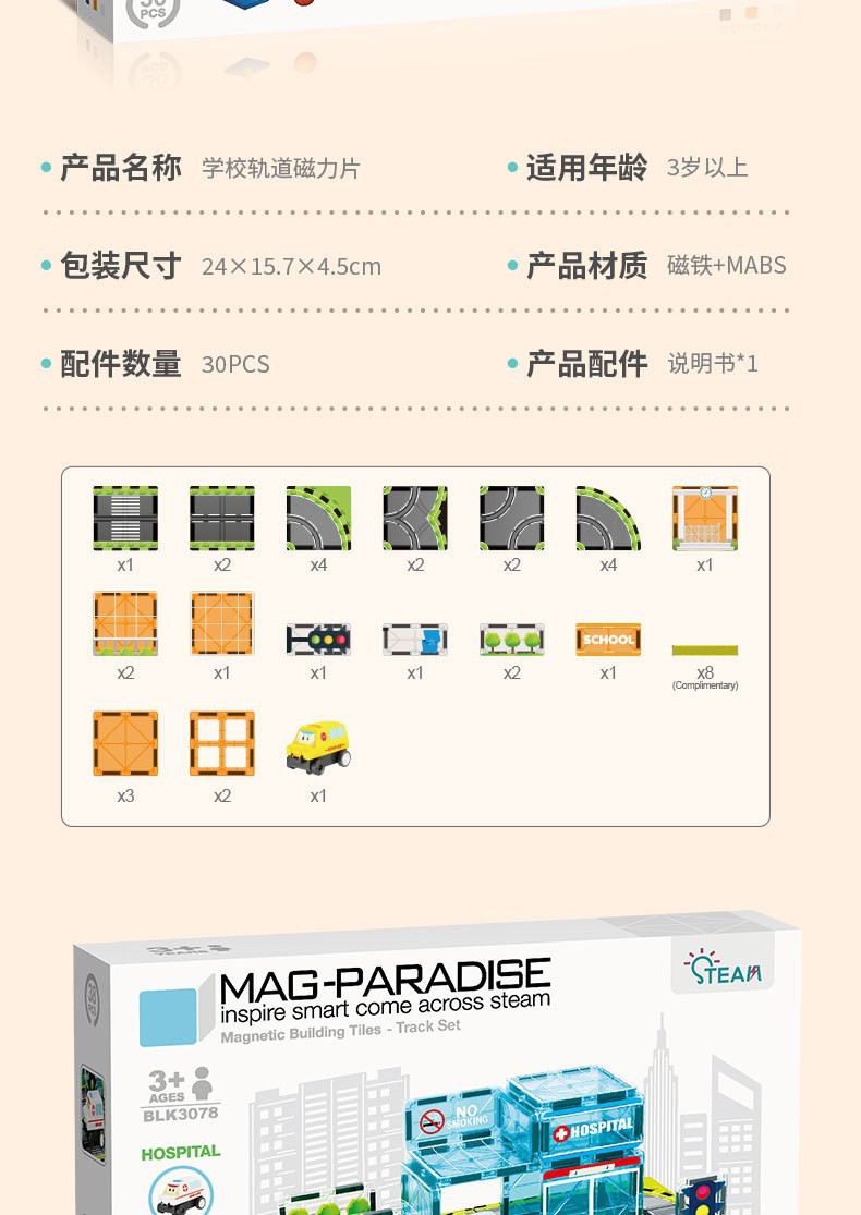 跨境磁力积木强磁电动轨道车城市交通建筑彩窗磁力片儿童益智玩具详情28