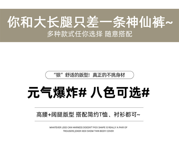 慵懒山本裤宽松垂坠感日系休闲直筒2024新款夏季薄款冰丝阔腿裤女详情4