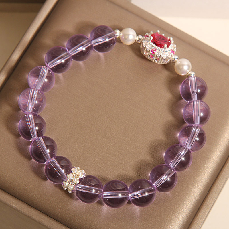 Natural amethyst pearl bracelet for women, light luxury, niche and exquisite red corundum crystal bracelet, high-end and elegant jewelry pic 7