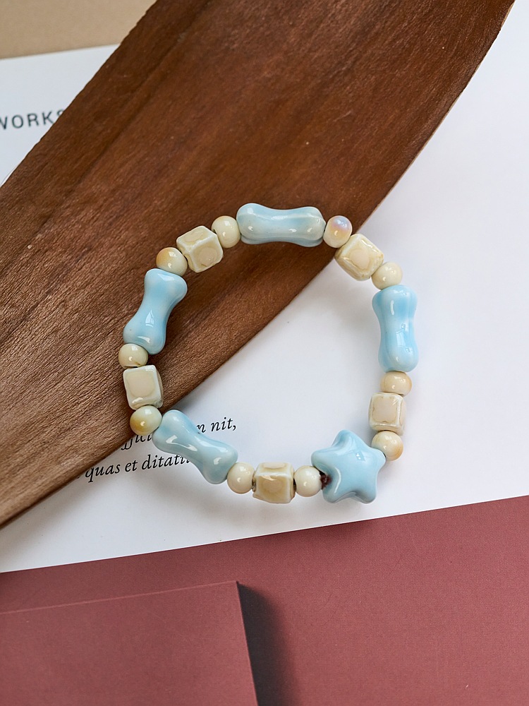 景德镇陶瓷手链新不掉色女夏季百搭学生古风串珠手串小清新流行详情2