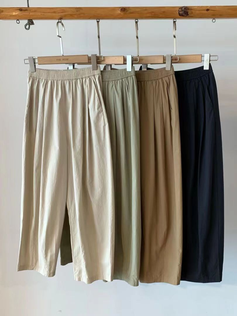 薄款阔腿九分裤女夏纯棉休闲直筒萝卜裤小个子日系显瘦宽松工装裤详情5