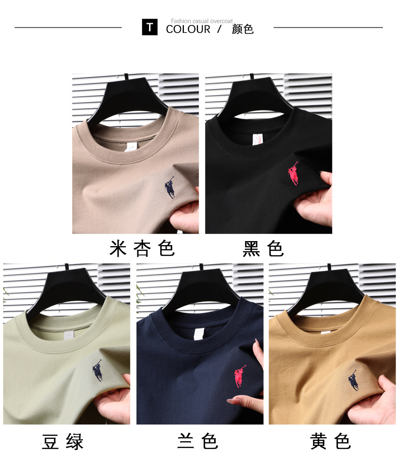 跨境纯棉绣花短袖男士t恤2025夏季新款休闲透气圆领半袖薄款体恤详情8