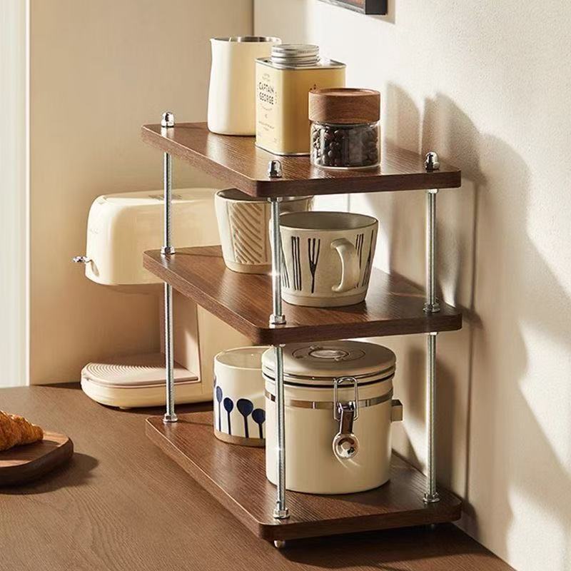 Desktop storage rack, three-layer kitchen coffee rack, desk partition rack, desktop storage, small bookshelf, water cup and tea set rack pic 2