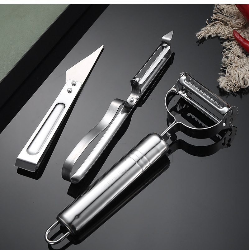 不锈钢削皮刀土豆削皮器刨套装三件套多功能厨房用品瓜果刮皮刀详情14