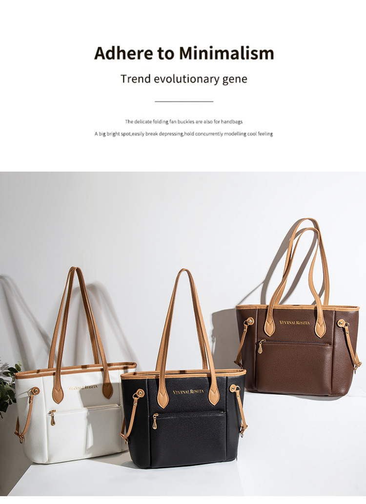 外贸货源厂经典购物袋油边托特包大号多色妈咪包大容量单肩女包详情14