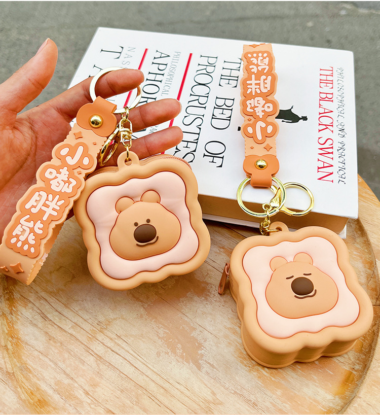 可爱迷你卡皮巴拉零钱包立体硅胶耳机收纳包小嘟胖书包挂饰小包详情5