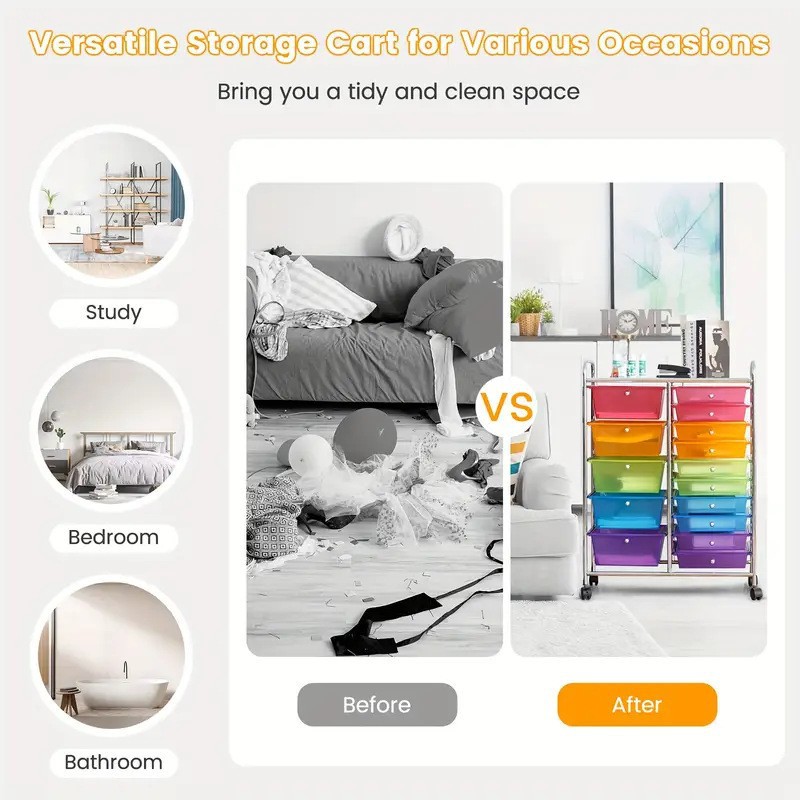 Trolley storage rack, drawer-type small trolley, dust-proof, movable storage, snack dust-proof storage, drawer-type storage pic 4