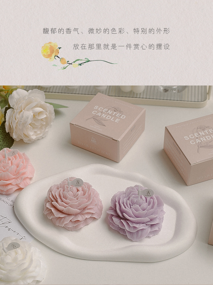 香氛伴手礼牡丹花造型蜡烛摆件氛围感礼物母亲节创意香薰蜡烛定制详情4