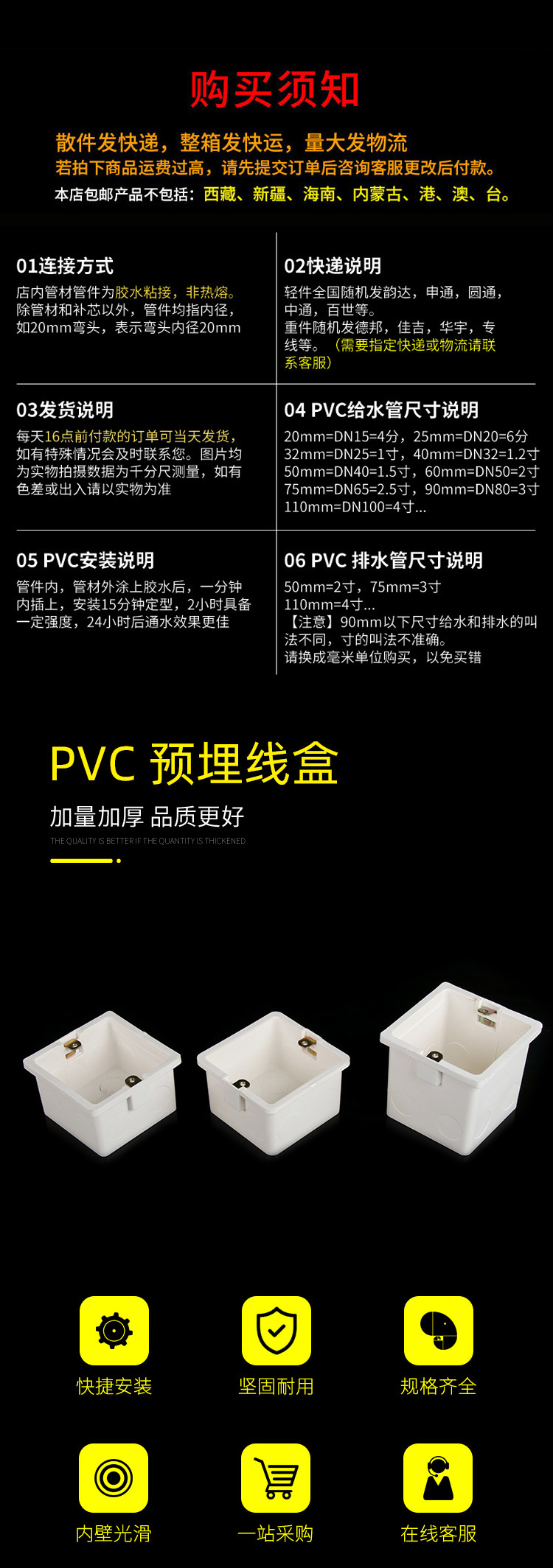 PVC 86墙壁开关插座预埋接线盒开关盒 暗装加厚加深底盒 暗盒详情1