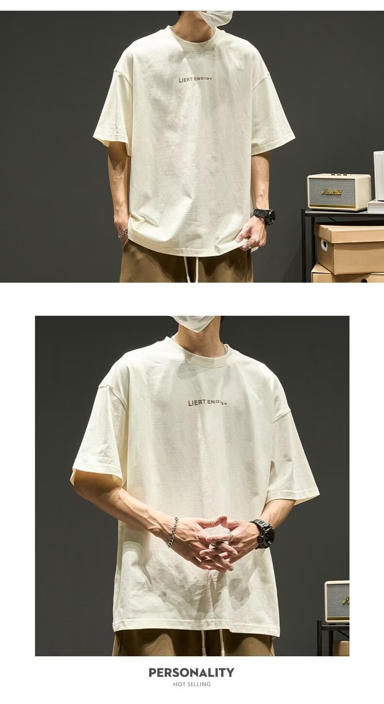 夏季男士t恤潮牌潮流简约半袖上衣男装短袖纯棉衣服男生体恤印花详情30