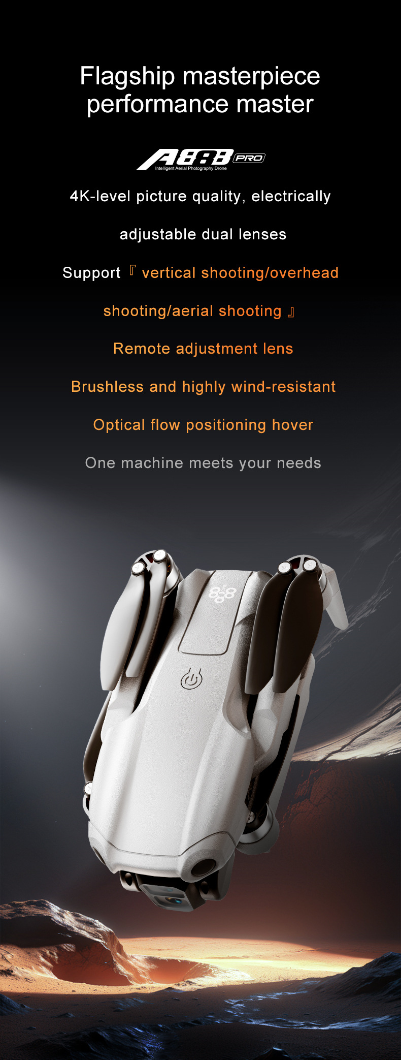 The cross-border new product A888PRO quadcopter is a high-definition aerial photography aircraft with brushless powerful remote control pic 21