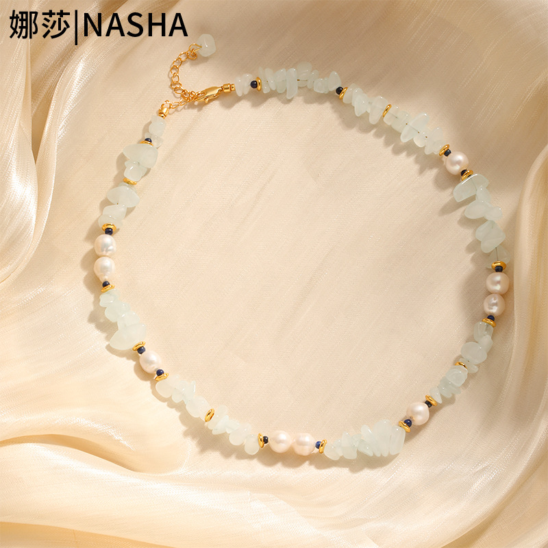 Nasha European and American style, trendy and cool, irregular natural stone beaded bracelet necklace, suitable for both men and women, ethnic style jewelry pic 6