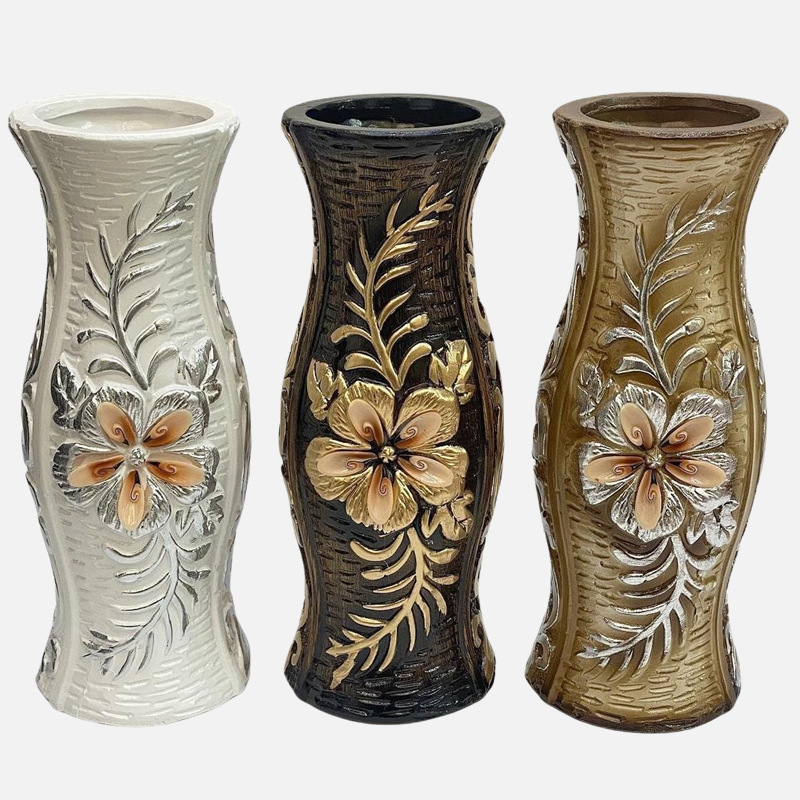 French retro vase, plastic imitation ceramic relief mini vase, ins style, bedroom hydroponic flower arrangement, living room decoration pic 28