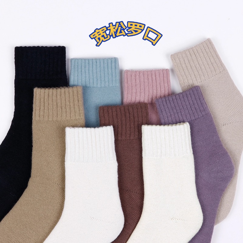 【源头工厂】高品质羊驼绒柔软加厚保暖中筒女袜纯色百搭详情3