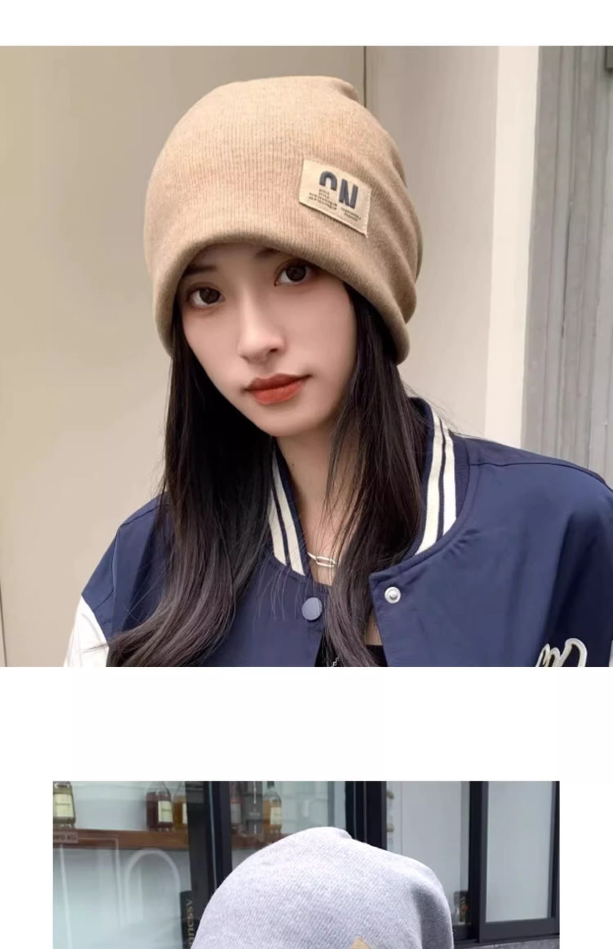 秋季女士保暖堆堆帽 针织显脸小月子帽 冷帽包头帽 防风防寒护耳套头帽 成人帽款详情3