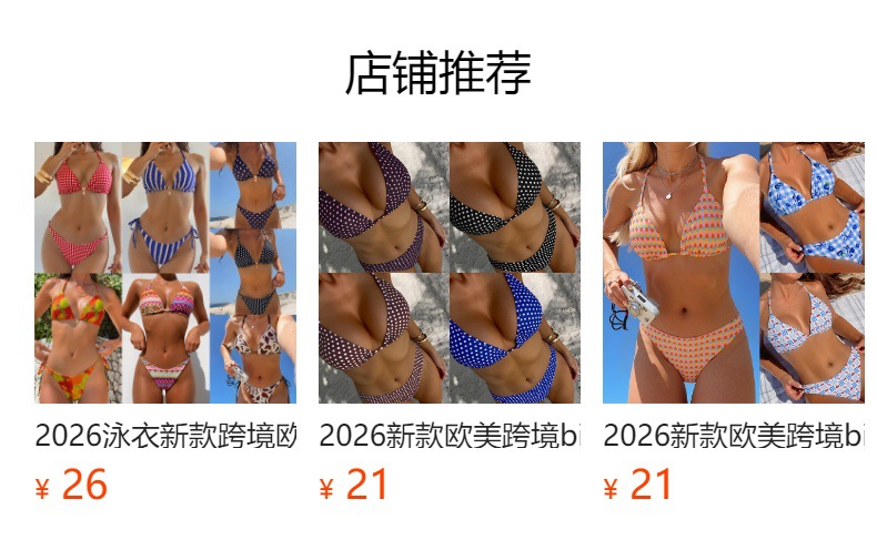 2026 New European and American cross-border bikini print leopard print strap triangular cup sexy bikini two-piece swimsuit for women pic 1