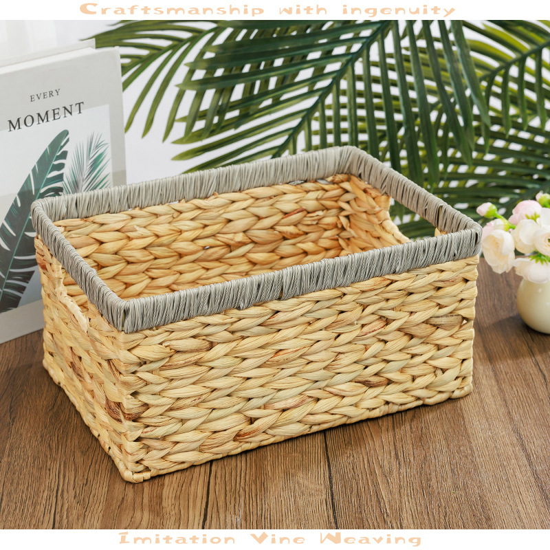 新款热销跨镜置物筐水葫芦草手工编织收纳篮草编篮子杂物收纳筐子详情22