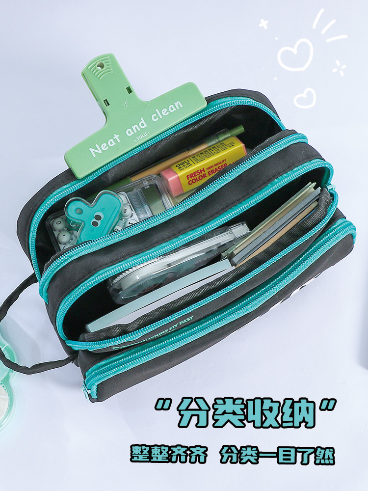 手提大容量简约炫彩战斗笔袋多功能初中小学生耐脏文具袋男生笔袋详情7