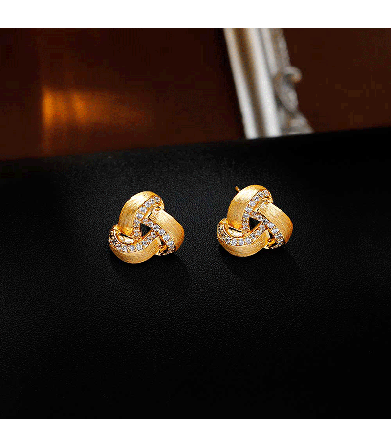 Hyacinth ancient-style sand gold brushed earrings, retro Hong Kong style, high-end feel, niche and unique design, cold style gold earrings pic 6