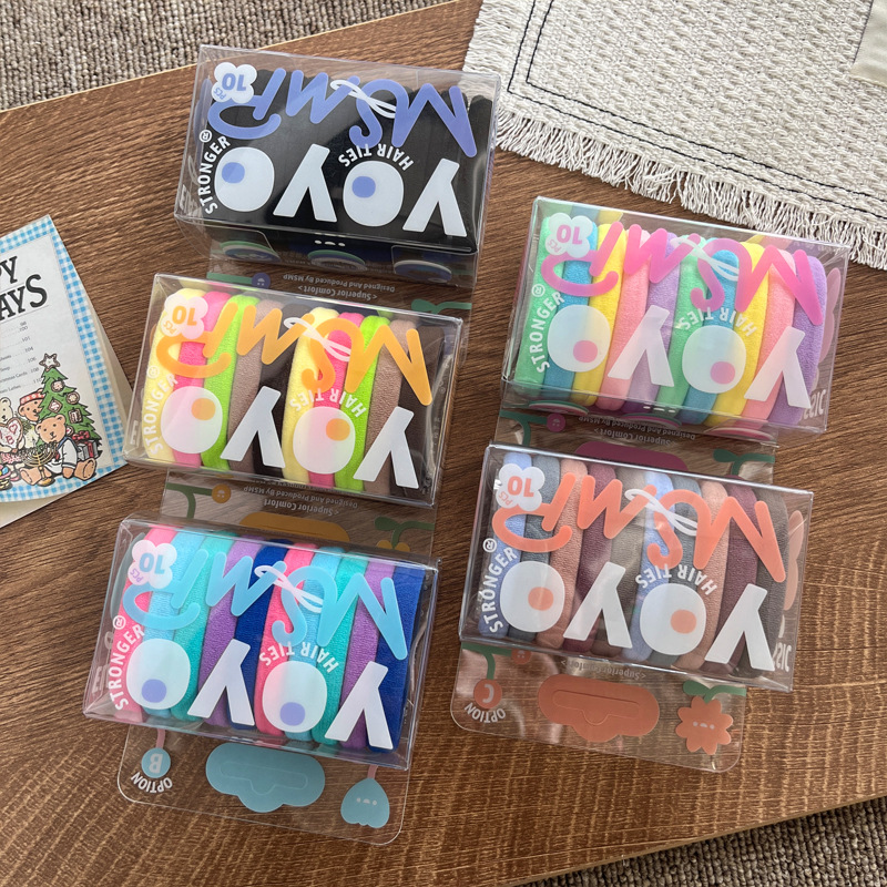 10条装糖果色马卡龙彩色发圈毛巾圈高弹力百搭少女高马尾发绳发饰详情4