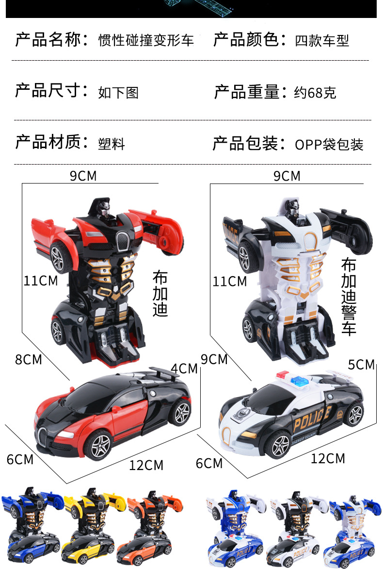 地摊批发儿童变形玩具车惯性撞击一键变形男孩益智碰撞变形汽车人详情6
