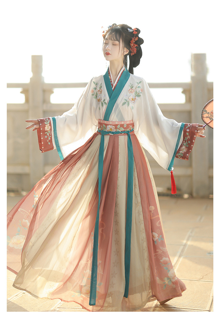 国潮-刺绣成人汉服女晋制飘逸齐腰襦裙中国风日常春秋款详情12