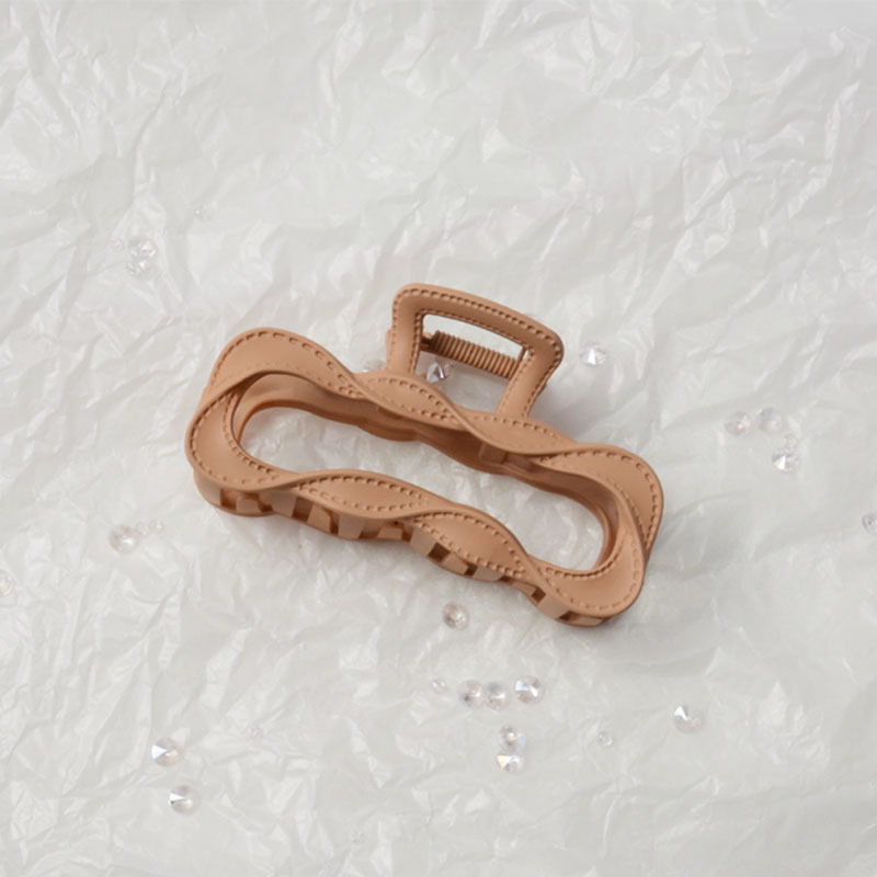 亚马逊新款清爽糖果色仿皮革线条纹女抓夹时尚方块鲨鱼夹发饰批发详情12