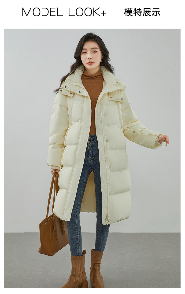 极寒大码羽绒服女2025冬季新款连帽过膝长款加厚收腰百搭外套平湖详情12