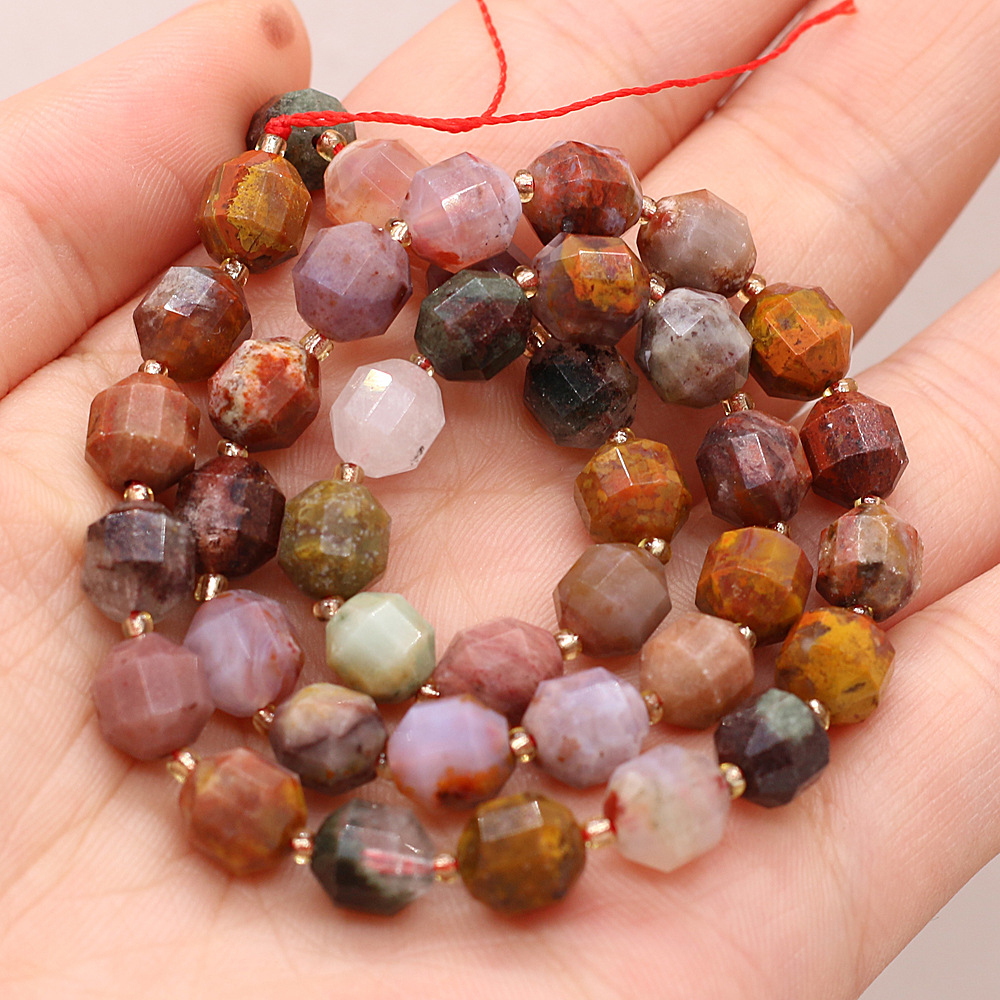 Wholesale of natural rose quartz rough stone cut surface bucket beads, crystal agate, diy jewelry accessories, semi-finished products, handcrafted beads pic 18