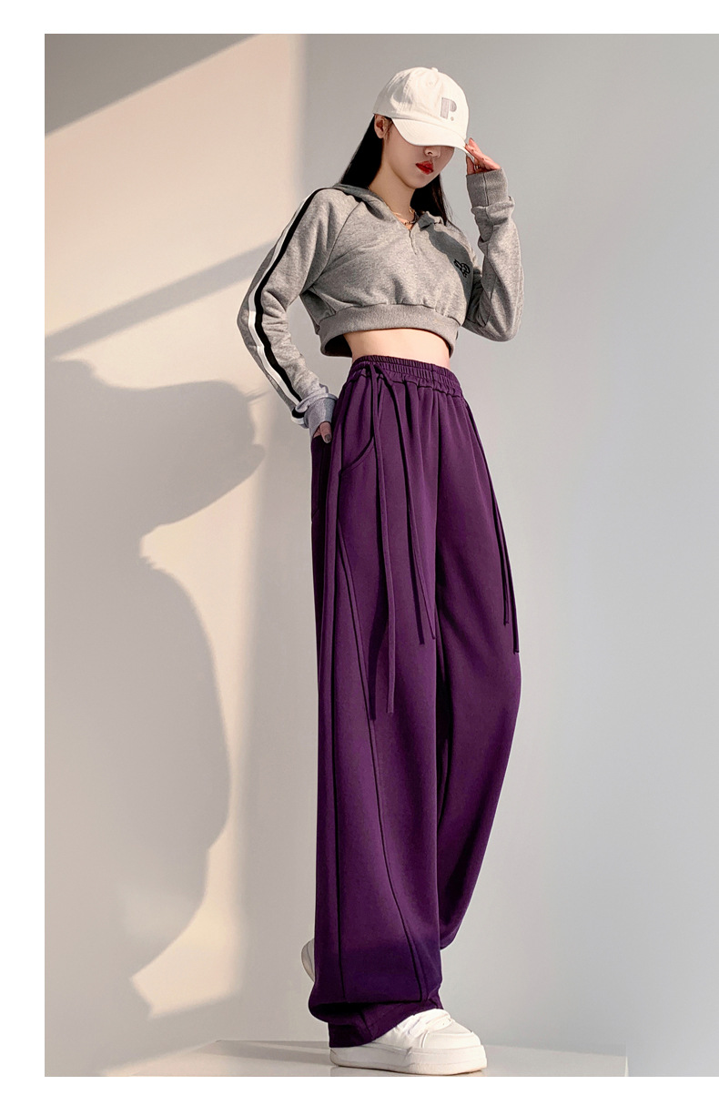 Fleece warm wide-leg pants, loose and high-waisted, slimming winter new style pic 57
