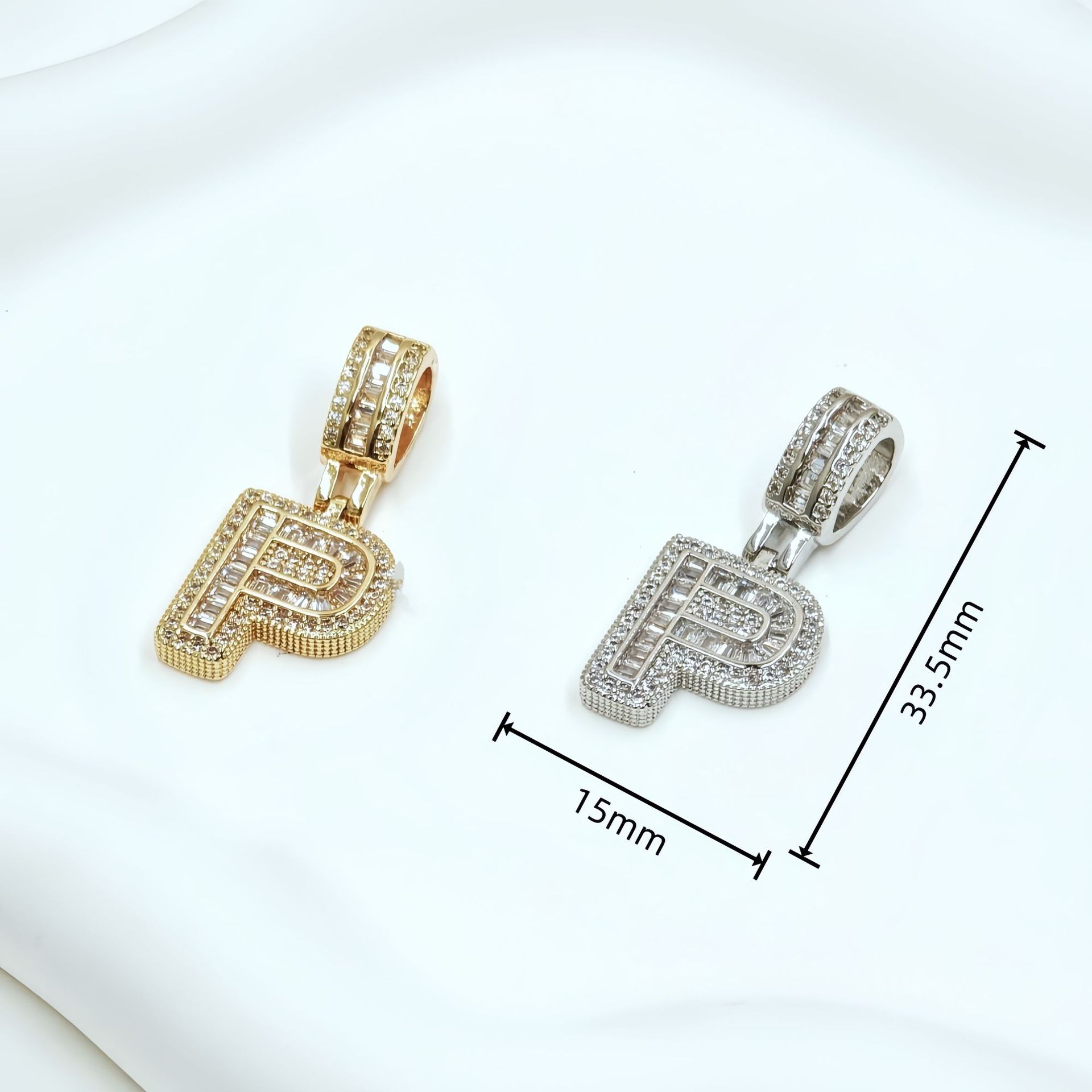 跨境欧美热卖铜镶锆石时尚个性嘻哈26个冰糖字母吊坠项链饰品批发详情26