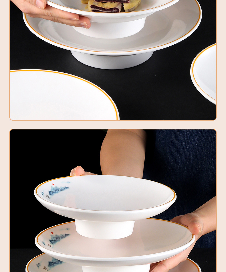 Melamine high foot plates, commercial hotel restaurant buffet cake and dessert display plates, fruit plates, cold dish plates, plastic pic 10