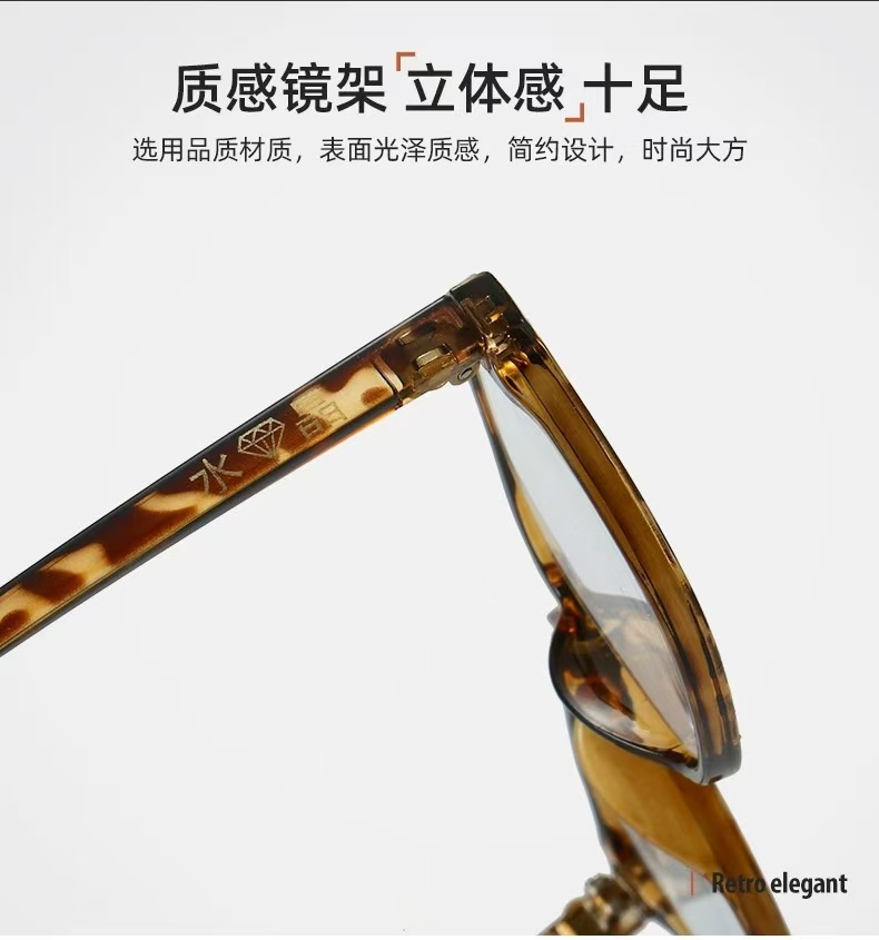 老花镜天然水晶高清玻璃高档中老年大框老花眼镜时尚老光眼镜详情6