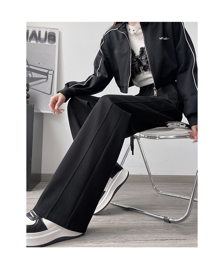 加绒香蕉裤女2025新款秋冬运动卫裤小个子高腰显瘦直筒窄版阔腿裤详情16