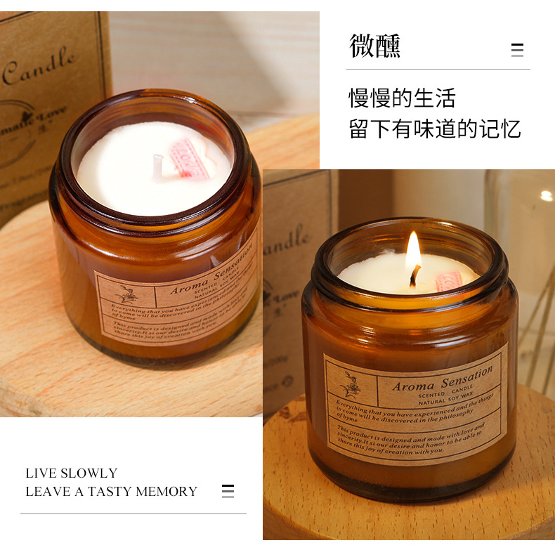 Aromatherapy candles, smokeless handmade soybean candles, romantic atmosphere, aromatherapy essential oil candles wholesale, glass candles pic 8