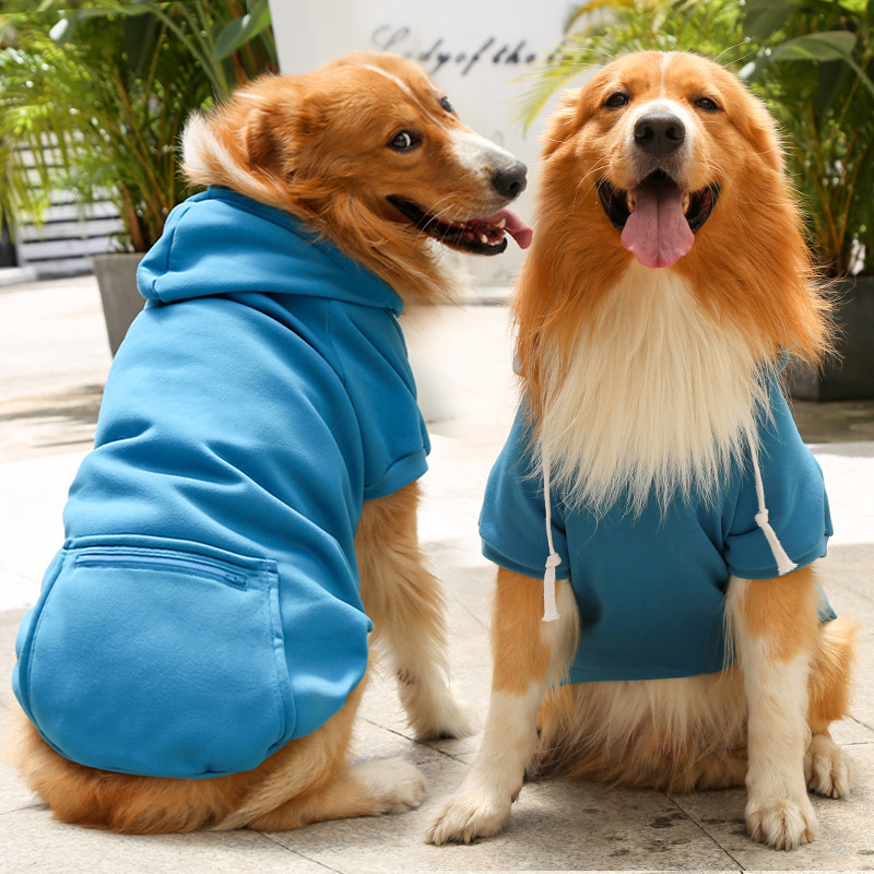 Otoño e invierno peluche de oro cremallera de bolsillo sudaderas grandes y medianas para perros perros ropa de gato fardo suministros para mascotas pic 6