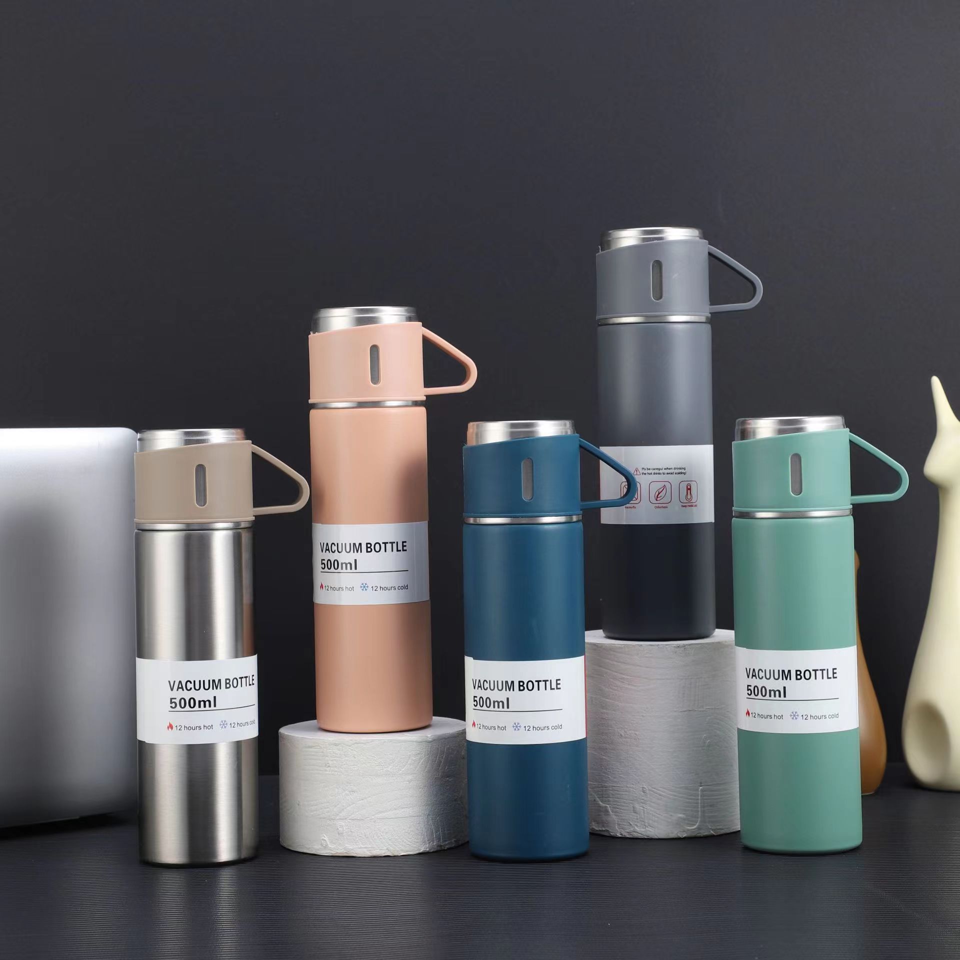 商务杯304不锈钢保温杯套装便携直杯一杯三盖水杯高档礼盒套装详情1