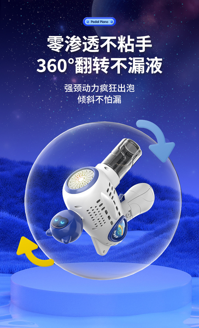 手持加特林泡泡枪全自动多孔灯光投影太空人玩具详情4