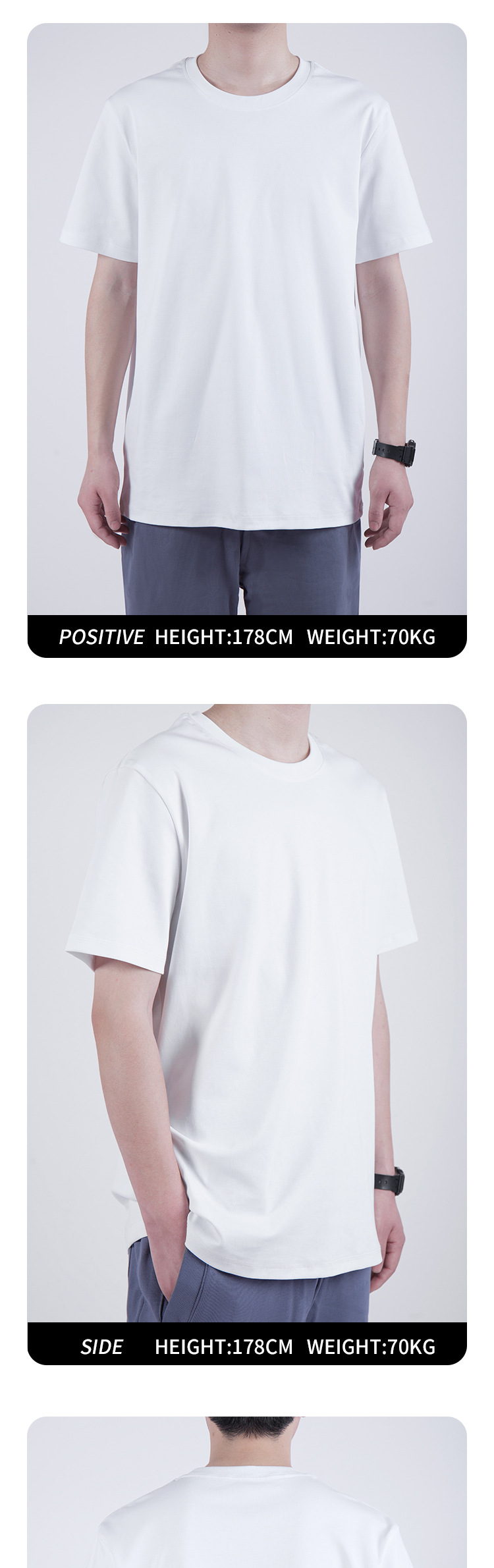 CVC cotton T-shirt, third-generation water cloud cotton three-proof T-shirt, short-sleeved for men and women, summer round-neck half-sleeve white T-shirt base layer pic 6