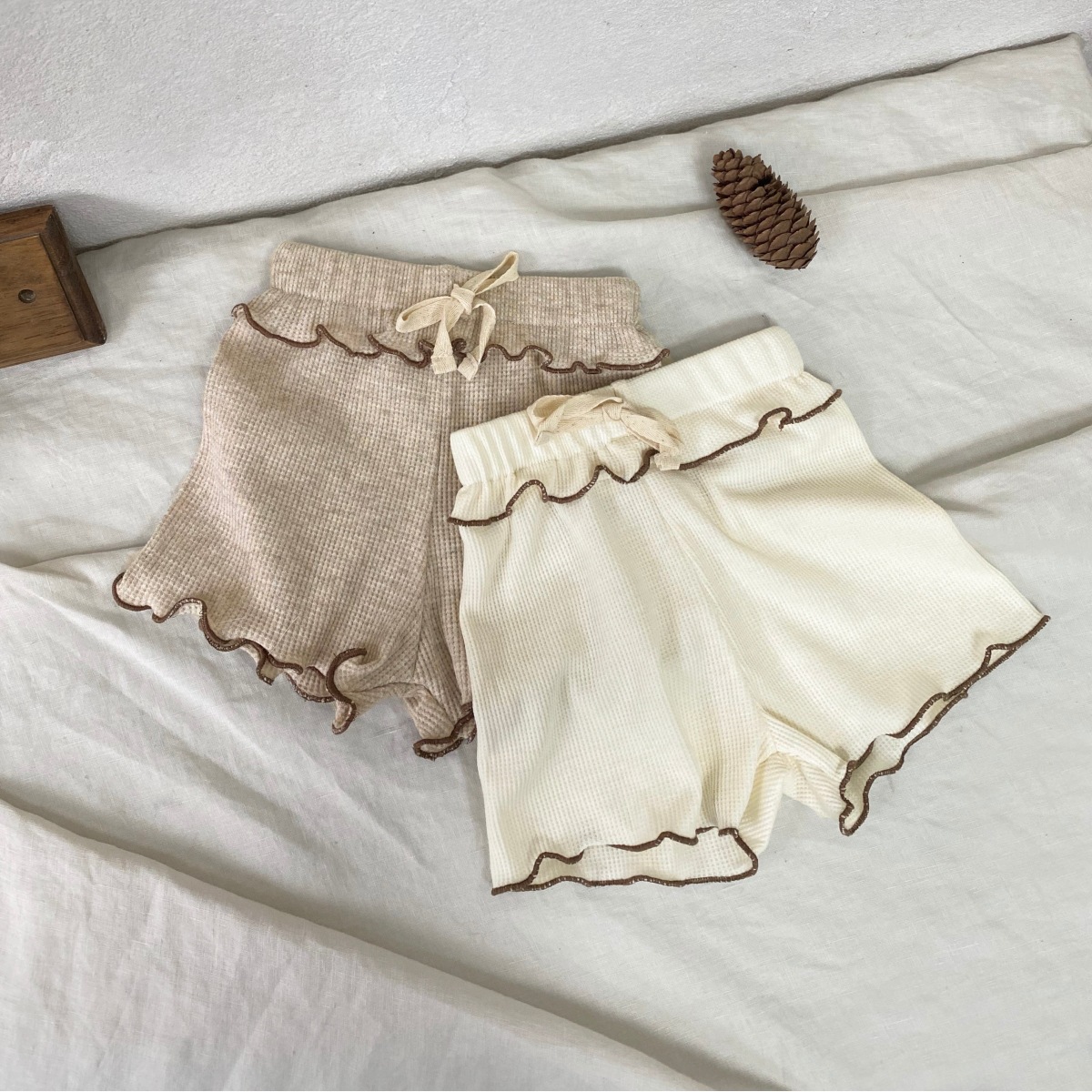 New summer baby Waffle wavy fringed short-sleeved T-shirt + shorts two-piece set for girls pic 23