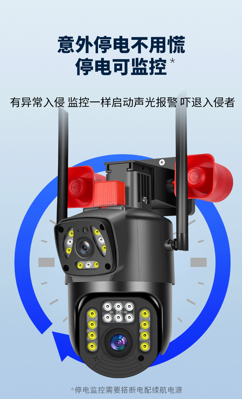 Outdoor dual-lens dual-screen 3-megapixel high-definition monitoring, two-way voice intercom, panoramic full-color WIFI camera pic 13