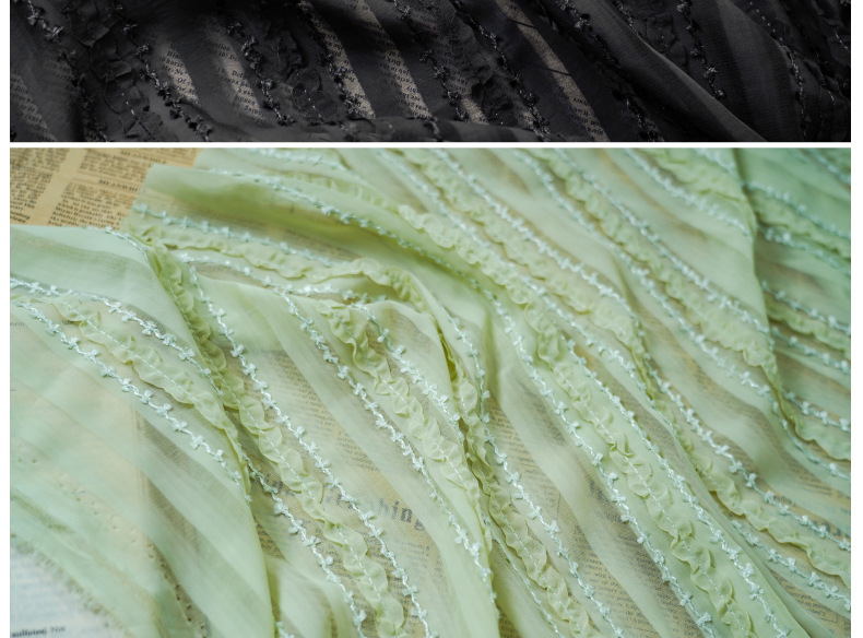 The new chiffon striped yarn-dyed dress is made of a fresh and clean solid-color curtain shirt and soft crocheted fabric pic 20