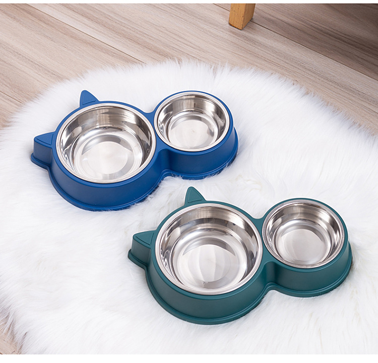 Rongka Pet Cross-border Dog Bowl, dog Basin, Cat Bowl, cat food Basin, dog anti-knock Double Bowl, cat and Small and medium-sized dog drinking and feeding integrated pet double bowl pic 13