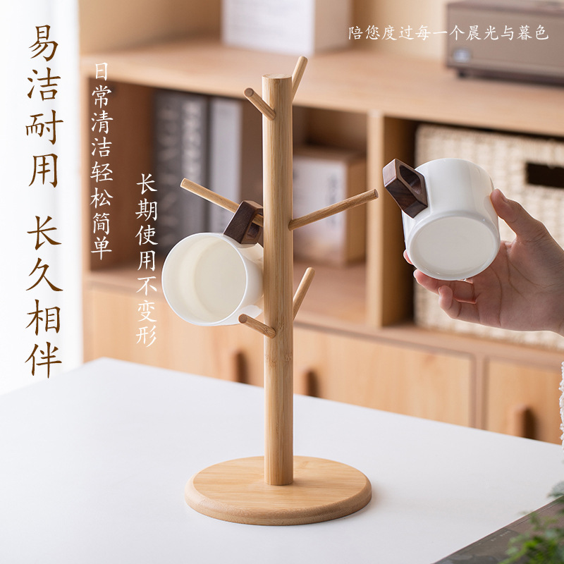 Wooden tree-shaped jewelry rack with wooden jewelry box, round card tag, watch and bracelet, new accessory storage pic 7