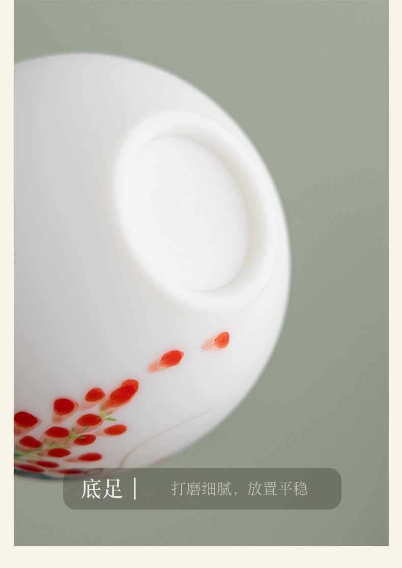 手绘素烧羊脂玉瓷主人杯伴手礼茶杯中国白茶具商务礼品套装品茗杯详情19